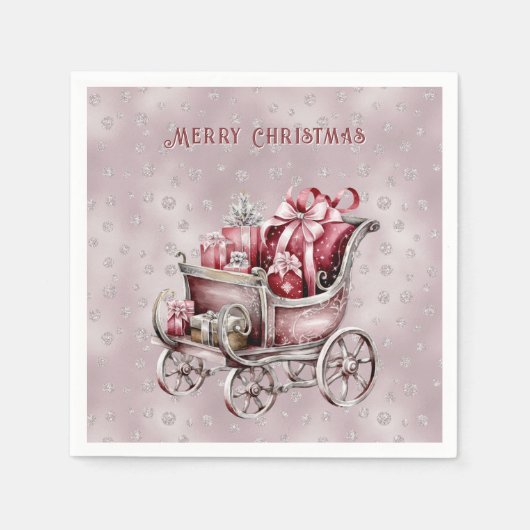 Kerstslee met cadeaus Vakantie servet (Voorkant)