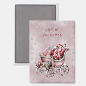 Kerstslee met cadeaus Vakantiemagnet Magneet (Voorkant / Achterkant)