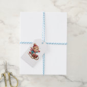 Kerstslee Ride met Schattig Winterkind Cadeaulabel (Met Touw)