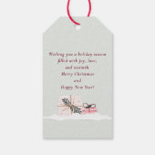 Kerstslee vol met cadeaus, lichtgroen cadeaulabel (Achterkant)