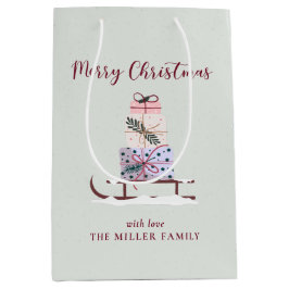 Kerstslee vol met cadeautjes medium cadeauzakje