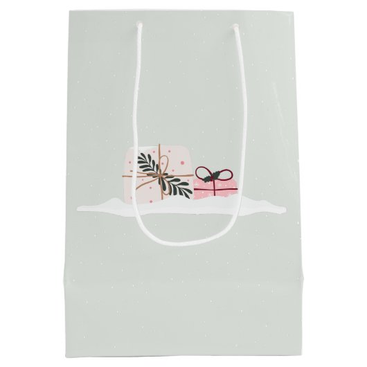 Kerstslee vol met cadeautjes medium cadeauzakje (Achterkant)