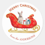 Kerstslee White Bull Terrier Hond Ronde Sticker (Voorkant)