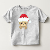 Kerstsleuf, Cute Sloth, Santa Hat, Kerstmis Kinder Shirts (Voorkant)
