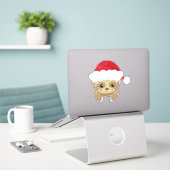 Kerstsleuf, Cute Sloth, Santa Hat, Kerstmis Sticker (Laptop op bureau)