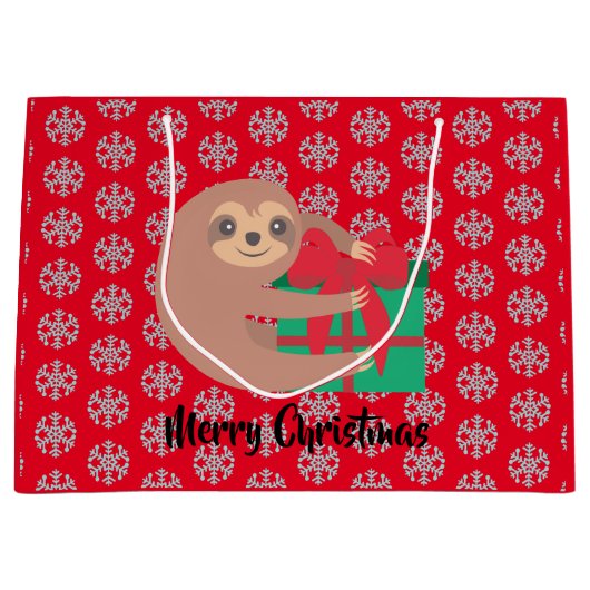 Kerstsleuf met Gift Red Snowflake Groot Cadeauzakje (Voorkant)