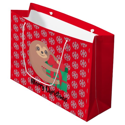 Kerstsleuf met Gift Red Snowflake Groot Cadeauzakje (Voorkant Gekanteld)