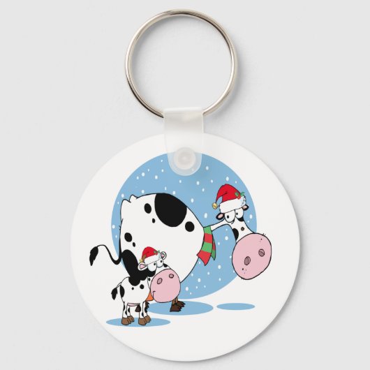 Kerstsleutelhanger met Kerstman koeien Sleutelhanger (Voorkant)