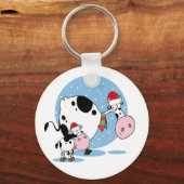 Kerstsleutelhanger met Kerstman koeien Sleutelhanger (Voorkant)