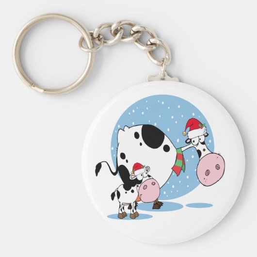 Kerstsleutelhanger met Kerstman koeien Sleutelhanger (Voorkant)