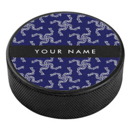Kerstslinger, Blauw, Uw naam, Personaliseer Hockey Puck