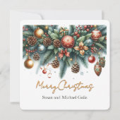 Kerstslinger groen en goud feestdagenkaart (Voorkant)
