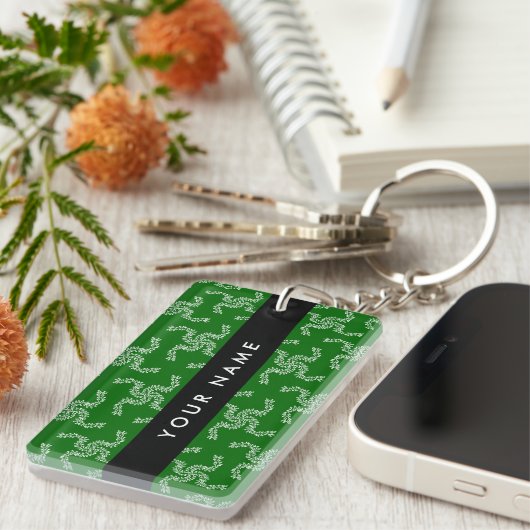 Kerstslinger, Groen, Uw naam, Personaliseer Sleutelhanger (Voorkant Rechts)