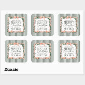 Kerstslinger lint frame vierkante sticker (Vel)