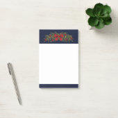 Kerstslinger met een rode strik en kerstballen post-it® notes (Kantoor)