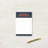 Kerstslinger met een rode strik en kerstballen post-it® notes (Op bureau)