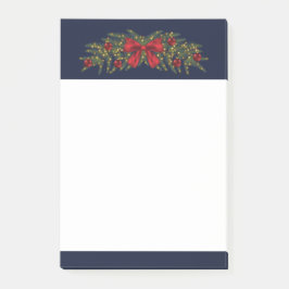 Kerstslinger met een rode strik en kerstballen post-it® notes