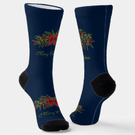 Kerstslinger met een rode strik en kerstballen sokken