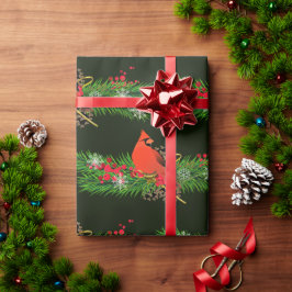 Kerstslinger met Kardinaalvogels Glanzend Cadeaupapier