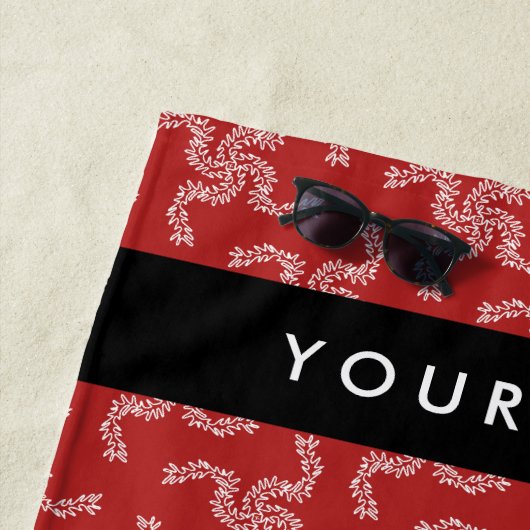 Kerstslinger, Rood, Uw naam, Personaliseer Strandlaken (In situ)