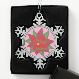 Kerstslinger van tin Poinsettia Sneeuwvlok Ornament