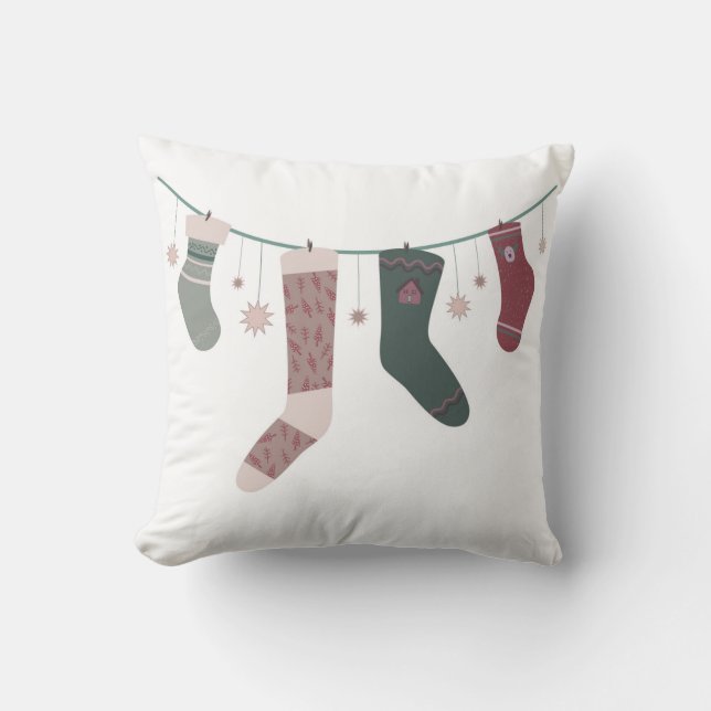 Kerstslinger van vrolijke sokken kussen (Voorkant)