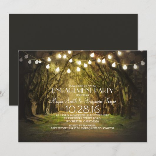 Kerstslingerbomen Pad Rustieke Verlovingsfeest Kaart (Voorkant / Achterkant)