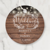 Kerstslingers Bloem Rustieke Houten Bruiloft Bedankjes Labels (Achterkant)