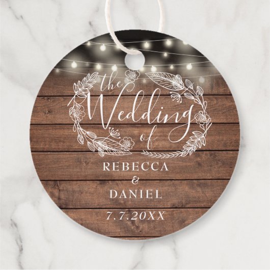 Kerstslingers Bloem Rustieke Houten Bruiloft Bedankjes Labels (Achterkant)