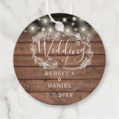 Kerstslingers Bloem Rustieke Houten Bruiloft Bedankjes Labels (Voorkant)