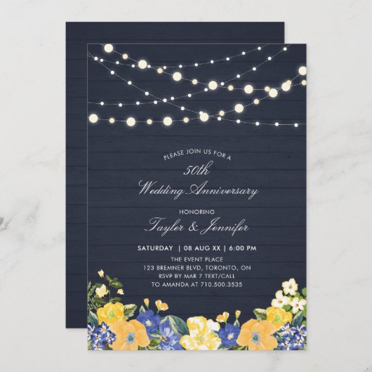 Kerstslingers & Hout | 50ste trouwdag Kaart (Voorkant / Achterkant)