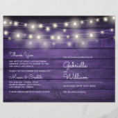 Kerstslingers Paarse Houten Huwelijksprogramma (Voorkant)