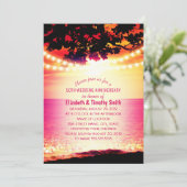 Kerstslingers Zonsondergang Strand Huwelijksjubile Kaart (Staand voorkant)