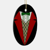 Kerstsmoking, rode en groene elf keramisch ornament (Rechts)