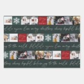 Kerstsneeuw 8 foto's rooster groen inpakpapier vel (Voorkant)