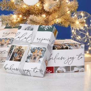 Kerstsneeuw 8 foto's rooster zwart wit cadeaupapier