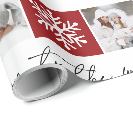 Kerstsneeuw 8 foto's rooster zwart wit cadeaupapier (Rol Hoek)