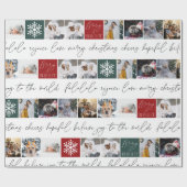 Kerstsneeuw 8 foto's rooster zwart wit cadeaupapier (Vlak)