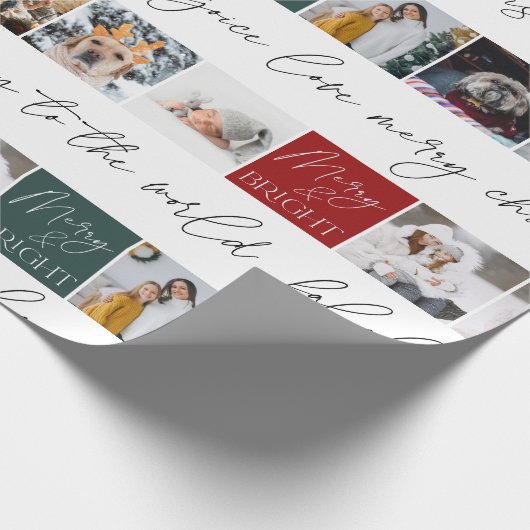 Kerstsneeuw 8 foto's rooster zwart wit cadeaupapier (Hoek)