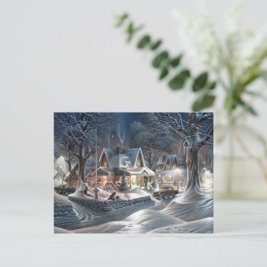 Kerstsneeuw achtergrondfeestdag feestdagenkaart (Staand voorkant)