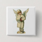 Kerstsneeuw Angel Vierkante Button 5,1 Cm (Voorkant)