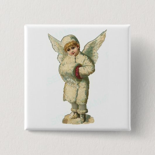 Kerstsneeuw Angel Vierkante Button 5,1 Cm (Voorkant)