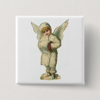 Kerstsneeuw Angel Vierkante Button 5,1 Cm