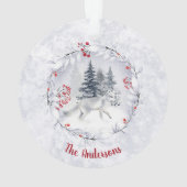 Kerstsneeuw Arctic Fox Winter landschap naam Ornament (achterkant)