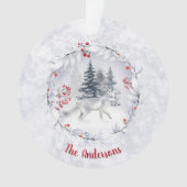 Kerstsneeuw Arctic Fox Winter landschap naam Ornament (voorkant)