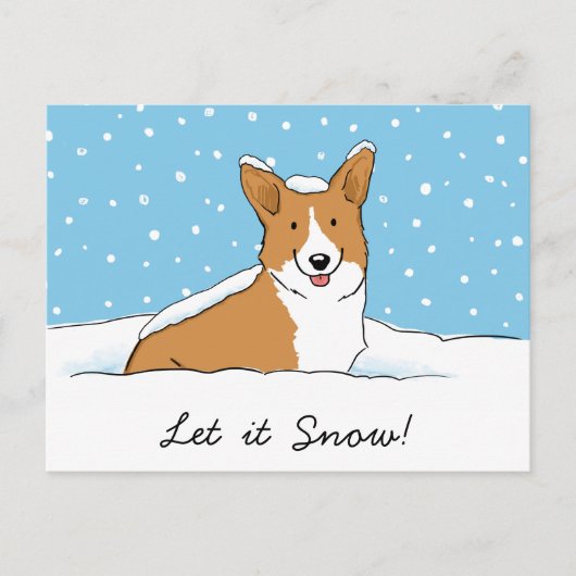 Kerstsneeuw Corgi | Laat het sneeuwen hond Kerstmi Feestdagenkaart (Voorkant)