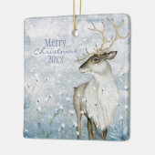 kerstsneeuw Dierendeer Typografie personaliseren Keramisch Ornament (Links)