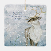 kerstsneeuw Dierendeer Typografie personaliseren Keramisch Ornament (Achterkant)