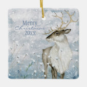 kerstsneeuw Dierendeer Typografie personaliseren Keramisch Ornament (Voorkant)