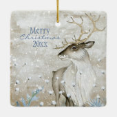 kerstsneeuw Dierendeer Typografie personaliseren Keramisch Ornament (Achterkant)